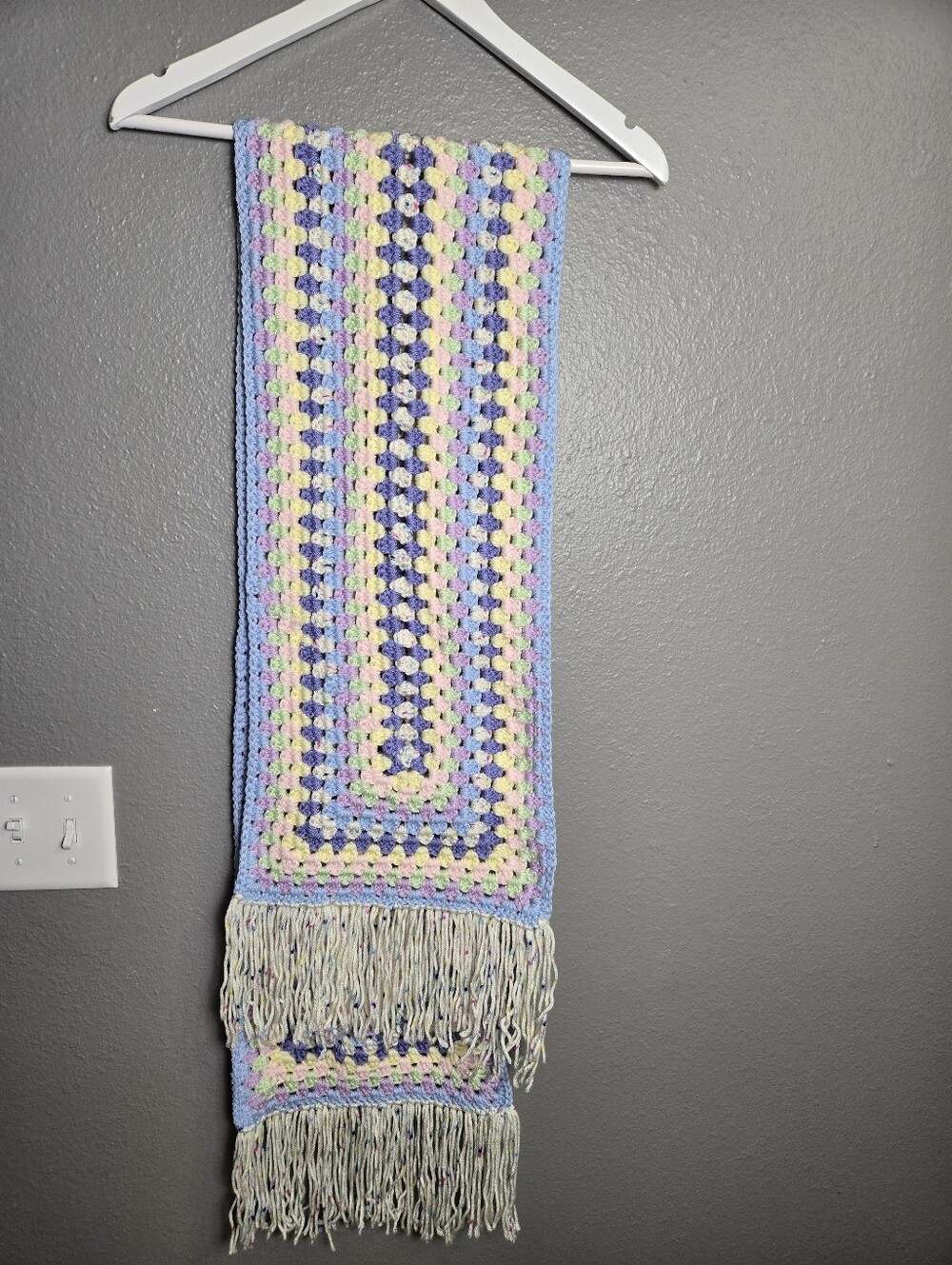Handmade Crochet Scarf Pastel Birthday Cake Colors